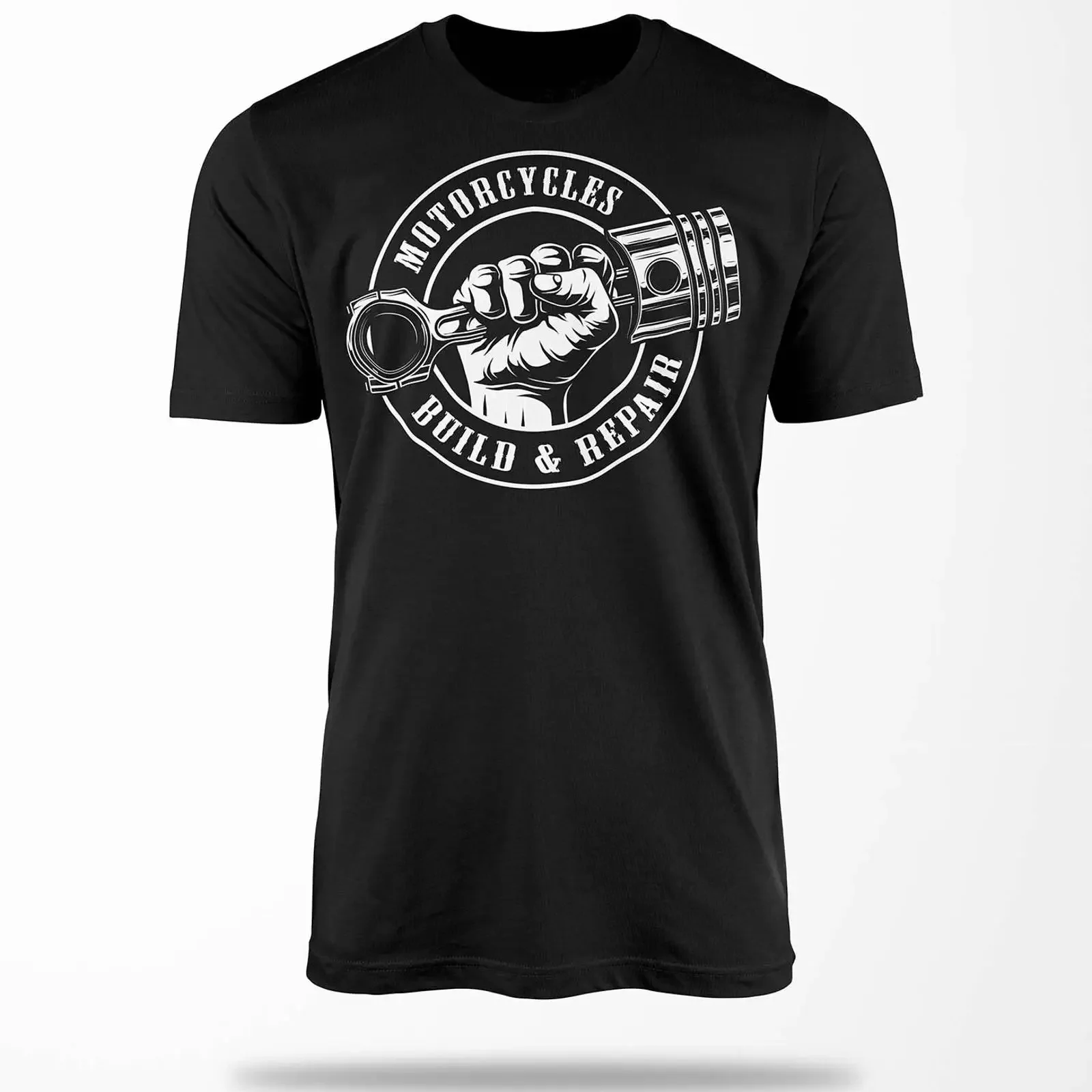 Biker T Shirt B0135 Chopper Bobber Oldschool Skull Mechanic Petrol in the Blood vintage Washed Slightly streetwear Casual