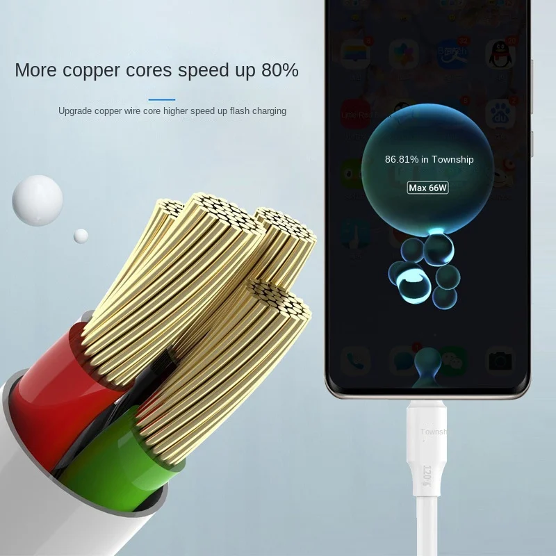 Fast charging data cable for mobile phones, suitable for Android Huawei Type-C mobile data cable