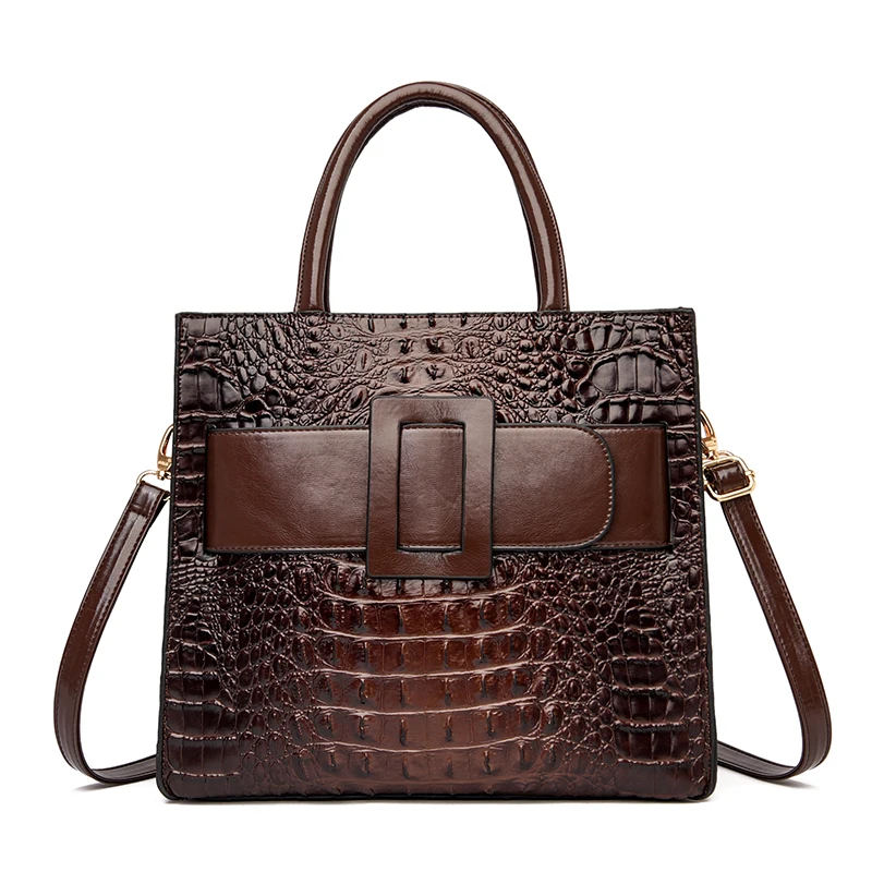 Skórzana torebka ze wzorem krokodyla Luksusowa projektantka damska torba na ramię typu crossbody Wysokiej jakości retro nowe luksusowe torebki z paskiem — zdjęcie 2