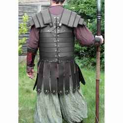 Medieval Roman Gladiator Warrior PU Leather Shoulder Body Guard Armor Viking Knight Cosplay Costume Steampunk Battle Skirt Men