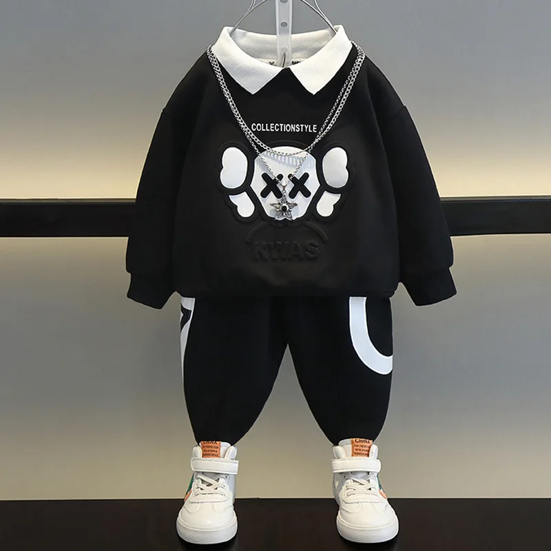 Spring Autumn Fashion Boys Sweatshirt + Sweatpant 2pcs Sets Children Tracksuit Kids Outfits Jumper Pant Jogger Set For 2-10 Year