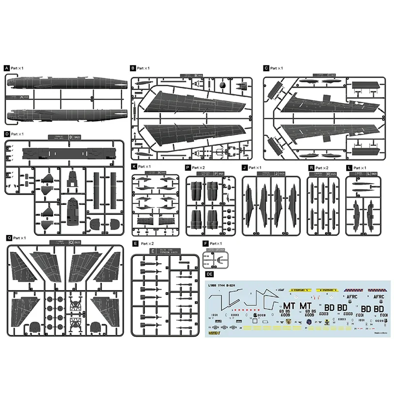 Grande Muralha-Kit Aeronaves Montadas, L1008, 1/144, B- 52H, Millennium, fortaleza, Modelo Bombardeiro Militar