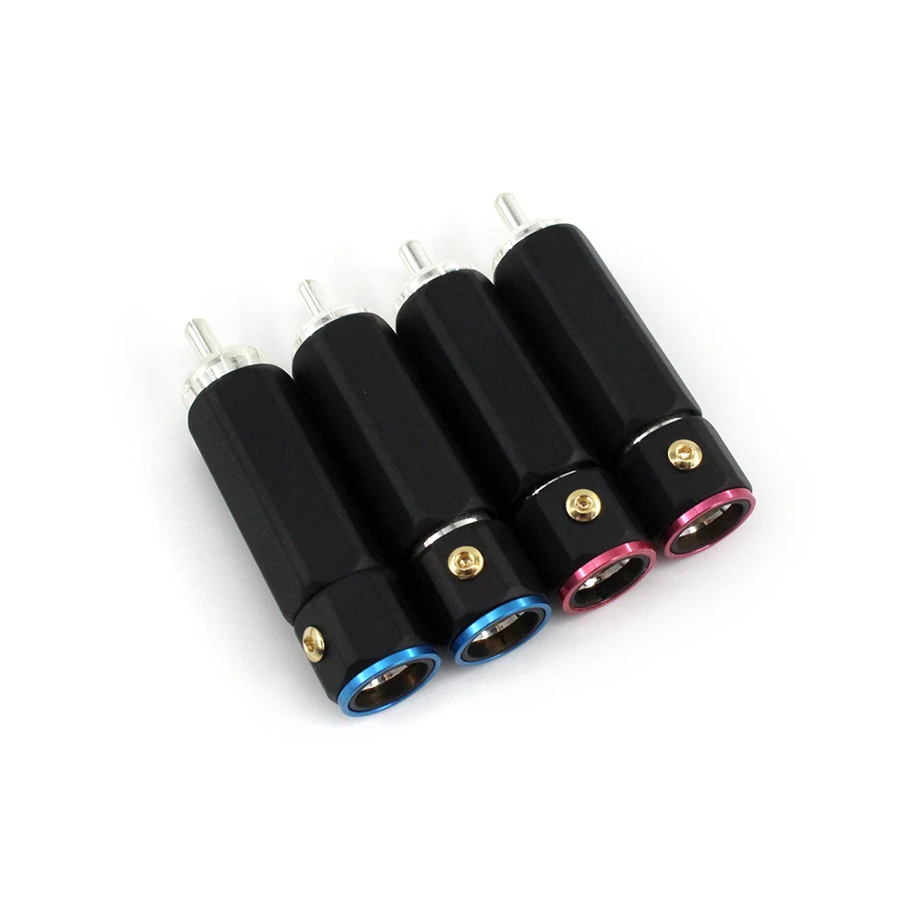ขั้วต่อปลั๊ก RCA สำหรับต่อสายสัญญาณเสียงรุ่น HiFi สีเงินจำนวน4ชิ้น