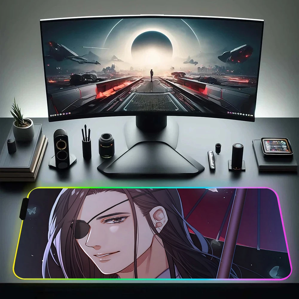 

Anime Tian Guan Ci Fu RGB Pc Gamer Keyboard Mouse Pad Mousepad LED Glowing Mouse Mats Rubber Gaming Computer Mausepad