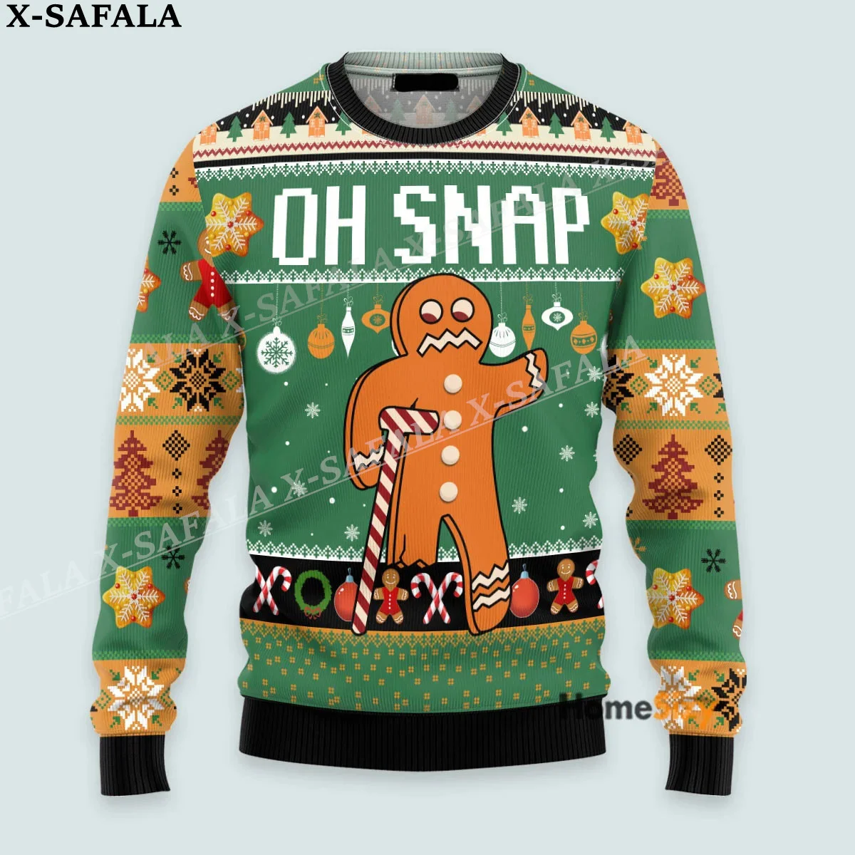 Oh Snap Lebkuchen mann beißen mich hässliche Weihnachten Strick pullover Halloween Weihnachts geschenk Pullover Tops Paar Party Unisex Casual-2