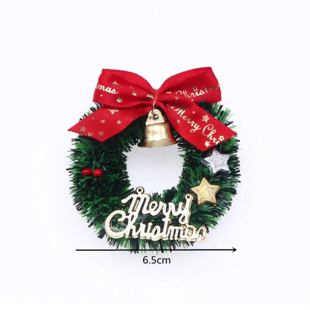 Couronne de Noël en plastique polyester, étoile à cinq branches, scène l'inventaire verte et rouge, mini bague en rotin, nouveau