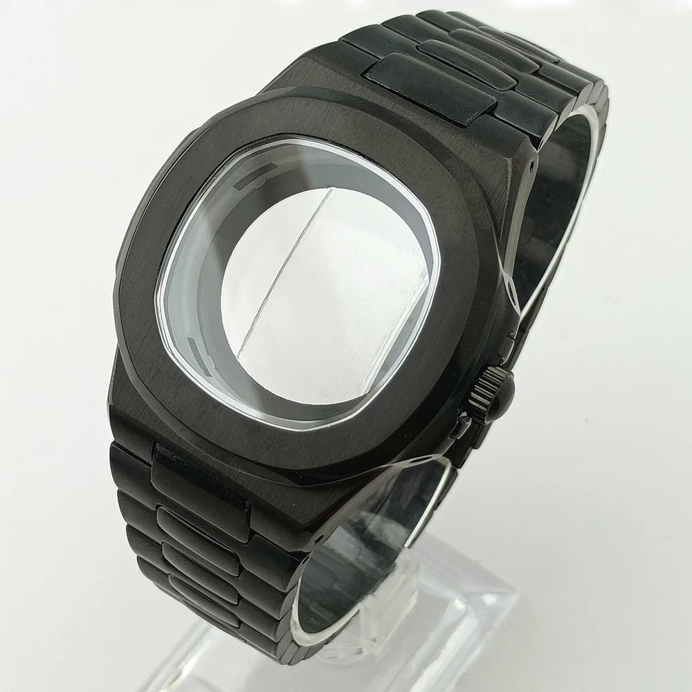 43,3 mm NH35-Gehäuse, silbriges Herren-Uhrengehäuse, Edelstahlgehäuse, Saphirglas, passend für NH35 NH36-Uhrwerk, Uhrenteile, 20 mm Uhrenarmband