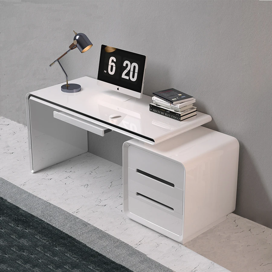 ミニマリストクラフトオフィスデスクかわいい収納スペース節約白いホーム引き出しオフィスデスクスタンディングスタディビウルコトレンディ家具