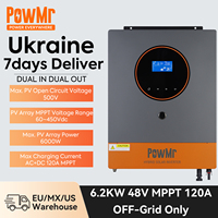 PowMr 48V 6.2KW MPPT Hybrid Solar Inverter Off Grid Pure Sine Wave Inverter 120A Dual PV Input Dual AC Output