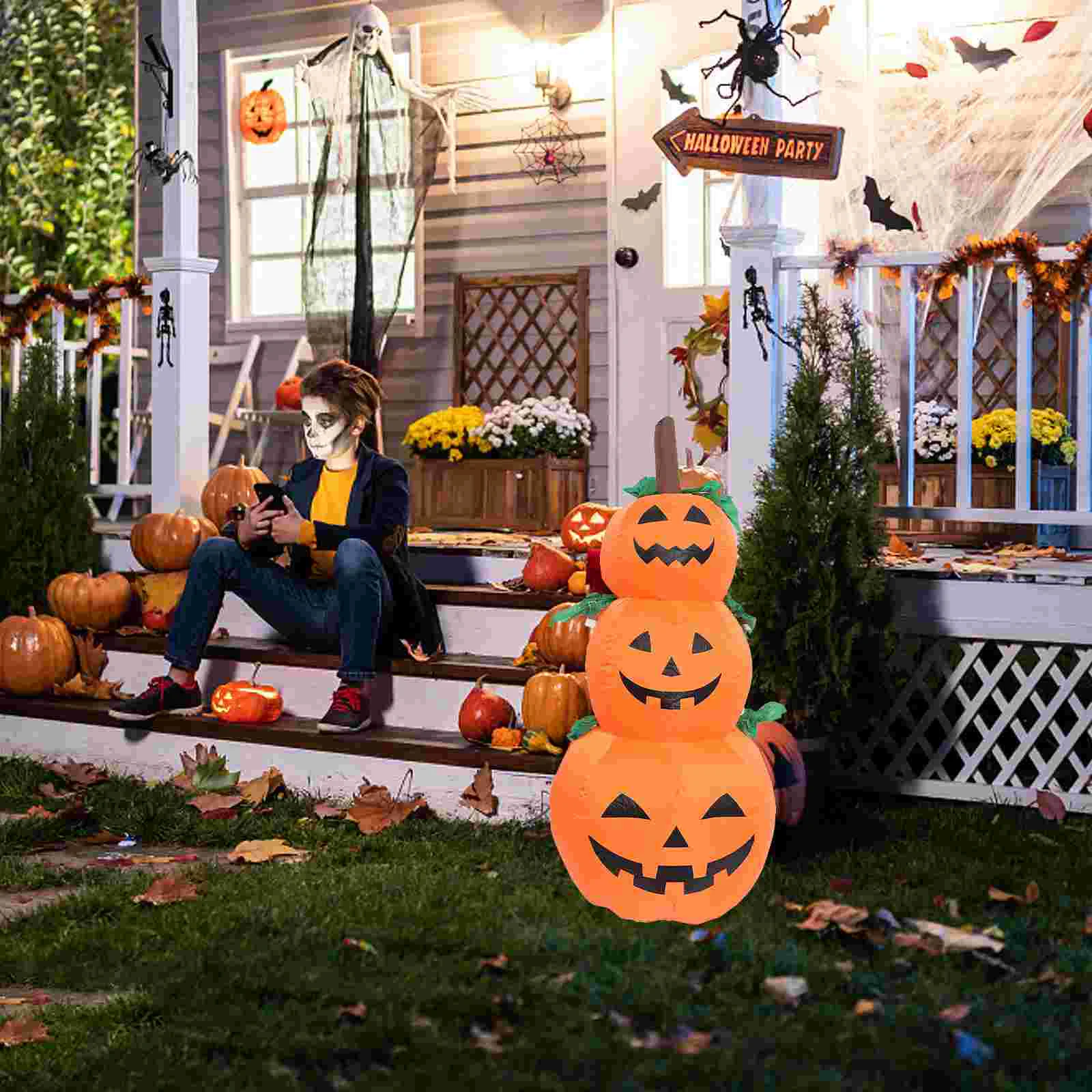 

Halloween Inflatable Inflating Model Pumpkin Lantern Decorate Polyester Festival Cartoon