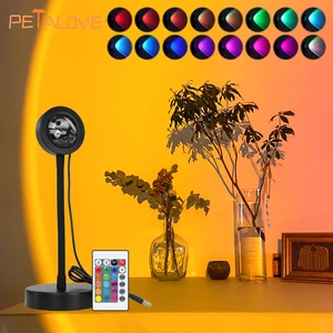 Arco-íris pôr do sol projetor luz noturna lâmpada rgb para casa café loja fotografia fundo decoração da parede atmosfera candeeiro de mesa 8 principais vendas luminaria de cabeceira de parede - №5