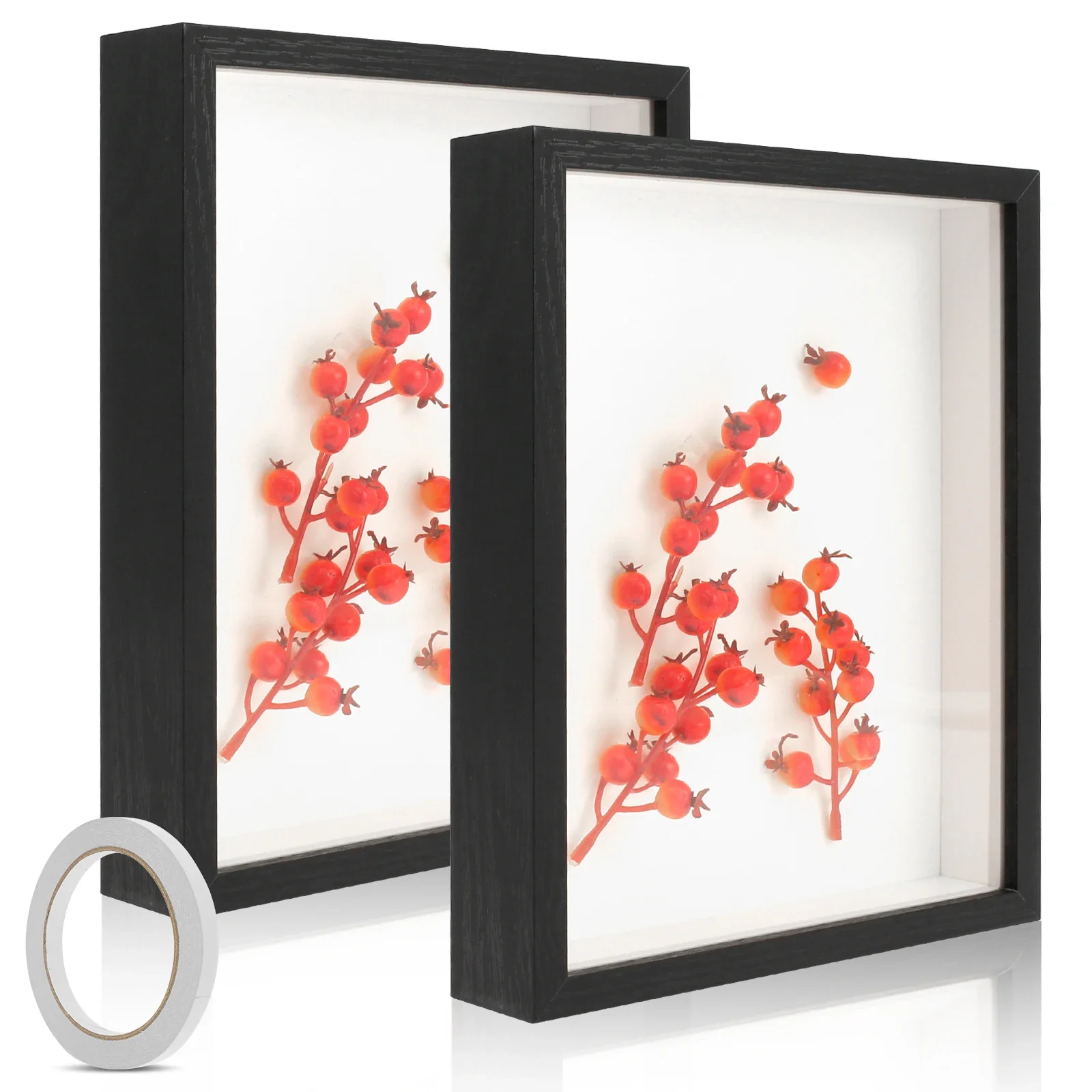 2Pcs Shadow Box Frame Wood Shadow Box 3D Picture Frame 3 cm Inner Depth Shadow Boxes Display Cases Decorative Deep Display Box