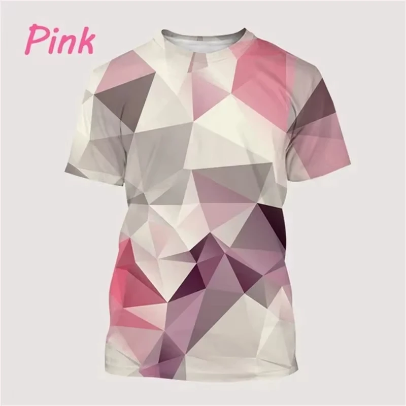 Men's Geometric Graphic Print T-shirt Short-sleeved O-neck Abstract Pattern Tees Tops Casual Mens Oversized Tshirts Ropa Hombre