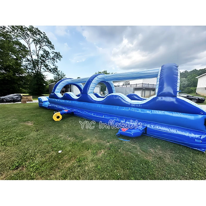 Exciting Summer Outdoor Inflatable Blue Tropical Dual Lane Water Slide - Perfect For Water Park Rentals & Family Fun