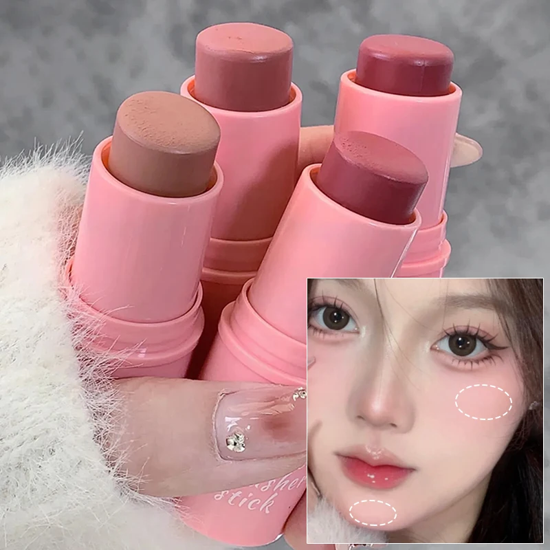 Gesicht rosa Rouge Stick wasserdicht natürliche dauerhafte Wange Tönung Rouge Creme aufhellende Kontur Multifunktions-Lippen Auge Kosmetik