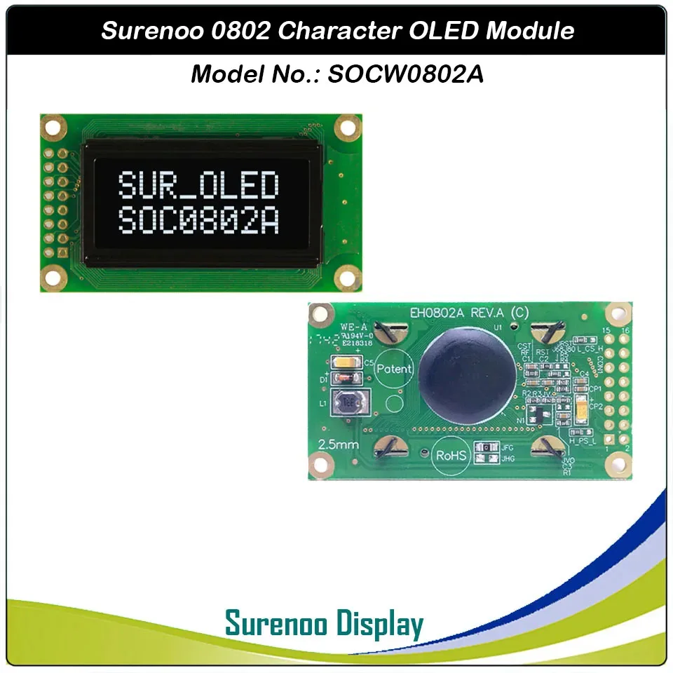Real OLED Display, 0802 Parallel OLED Compatible 802 8*2 Character LCD Module Display LCM Screen build-in WS0010, Support SPI