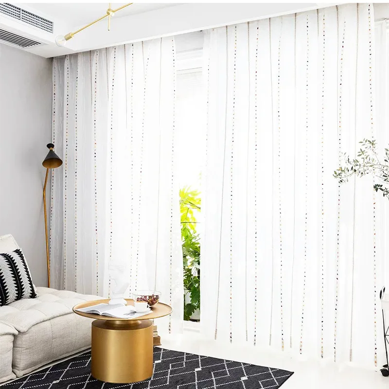 Vertical Stripe Color Sheer Curtain Curtain Living Room Bedroom Tulle Balcony