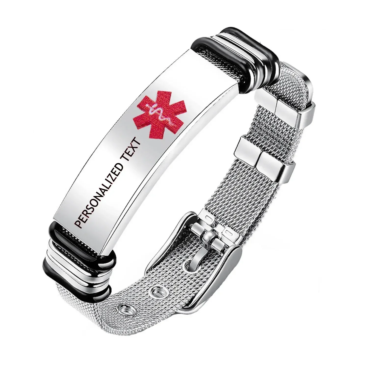 New Stainless Steel Personalized DIY Medical Alert ID Band Bracelet for Men Woman SOS ICE Wristband Customized Engraving Jewelry