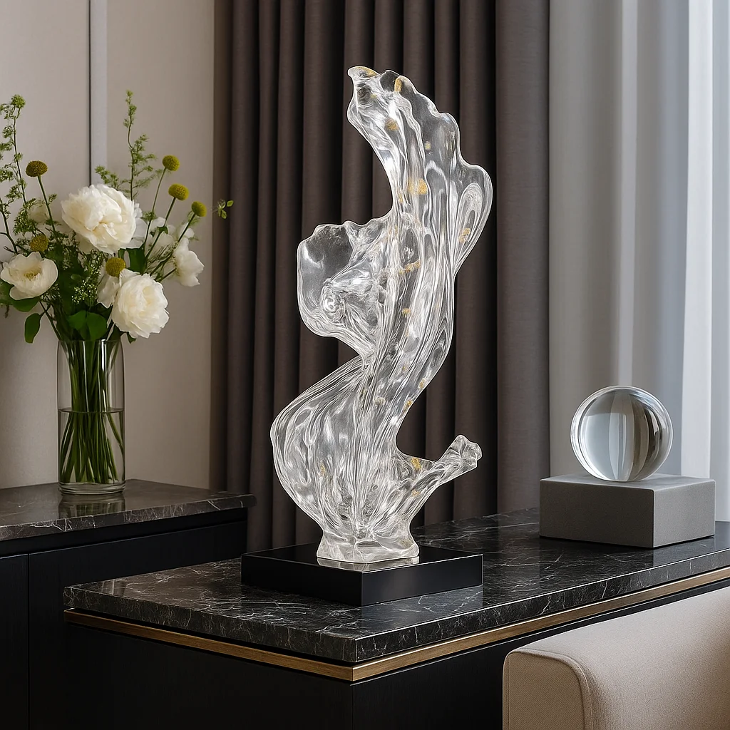 *#Q Modern Transparent Abstract Art Sculpture Home Office Decorative Ornament&