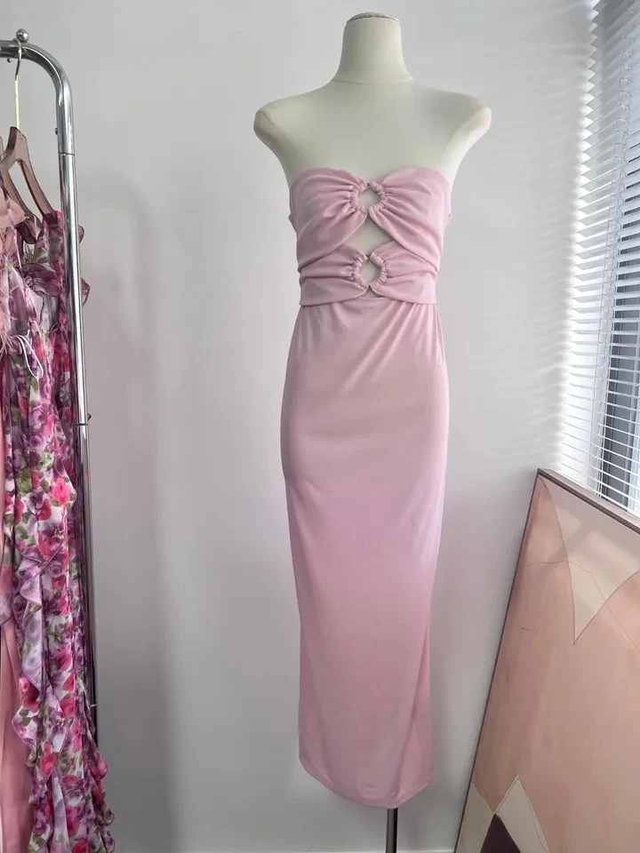 

2024SS Summer Luxury New Women Sexy Strapless High Quality Fashion Dress for Female