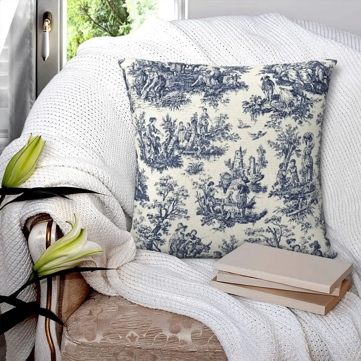 Nomades Artsy Vintage Toile De Jouy Pillowcase Polyester Pillow Cover Cushion Comfort Throw Pillow Sofa Decorative Cushions Used