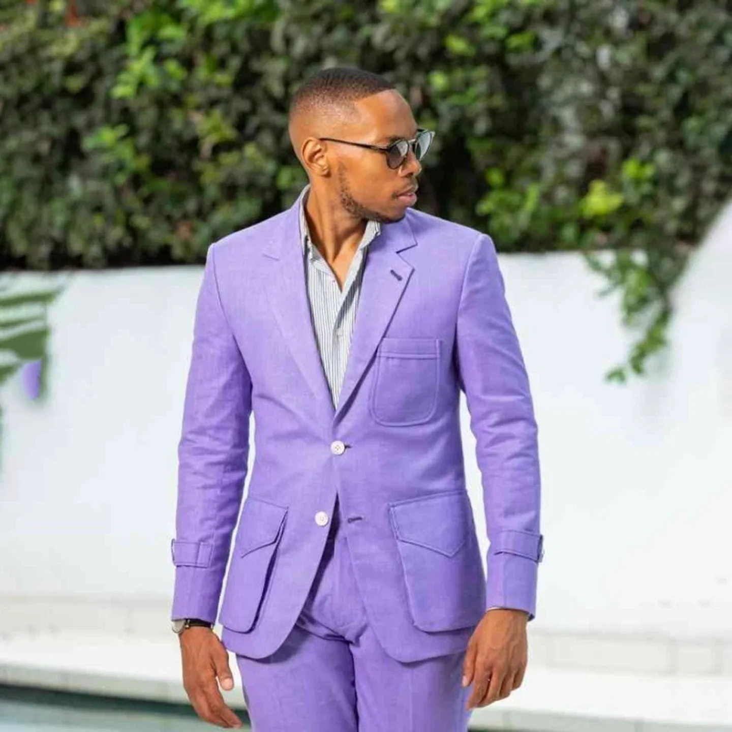 

Casual Purple Men's Suit Jacket Business 2 Piece Sets Single Breasted Jacket Pant for Wedding Groom Party Prom Customized