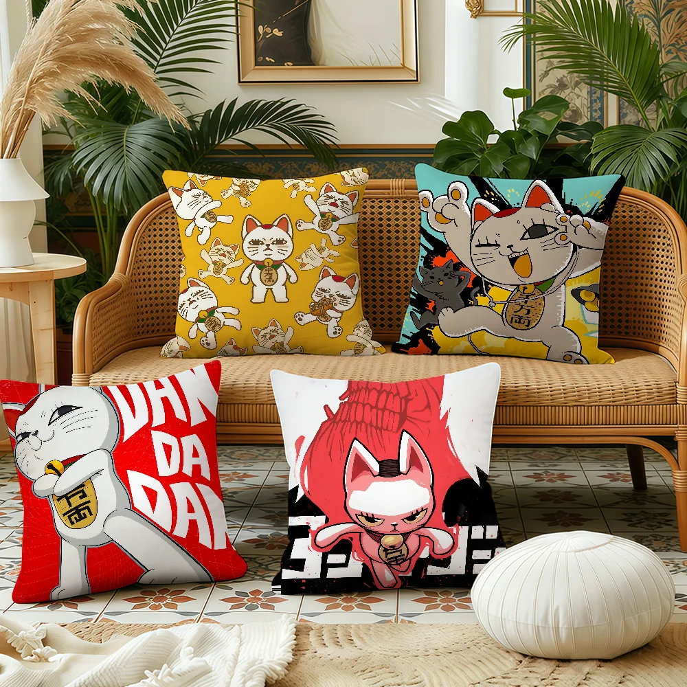 Anime T-Turbo Granny Katzen-Kissenbezug, Kissenbezug aus Plüschstoff, weicher, doppelseitig bedruckter Sofakissenbezug, Dekokissenbezüge