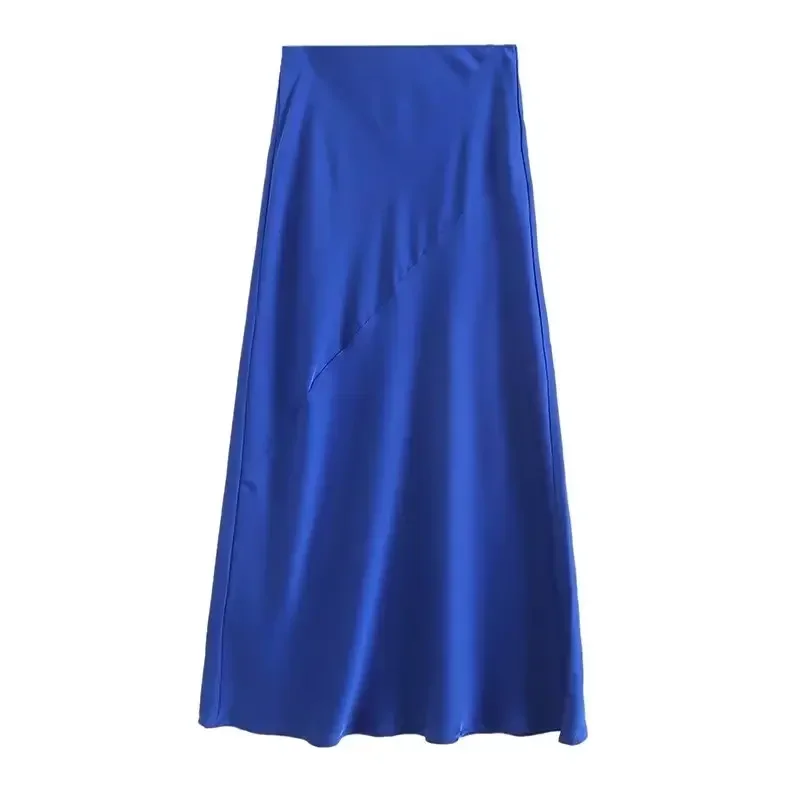 

Women's 2023 Fashionable and Chic Temperament Joker Slim Version Satin Soft Long Skirt Retro High Waist Skirt Mujer