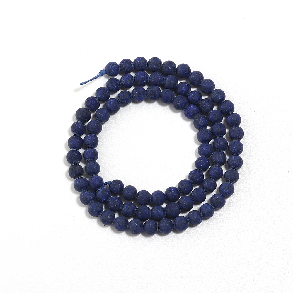1 Strang/Lot 4/6/8/10/12 mm mattierte Lapislazuli-Steinperlen, runde lose Abstandsperlen für die Schmuckherstellung, DIY-Halskette, Armband