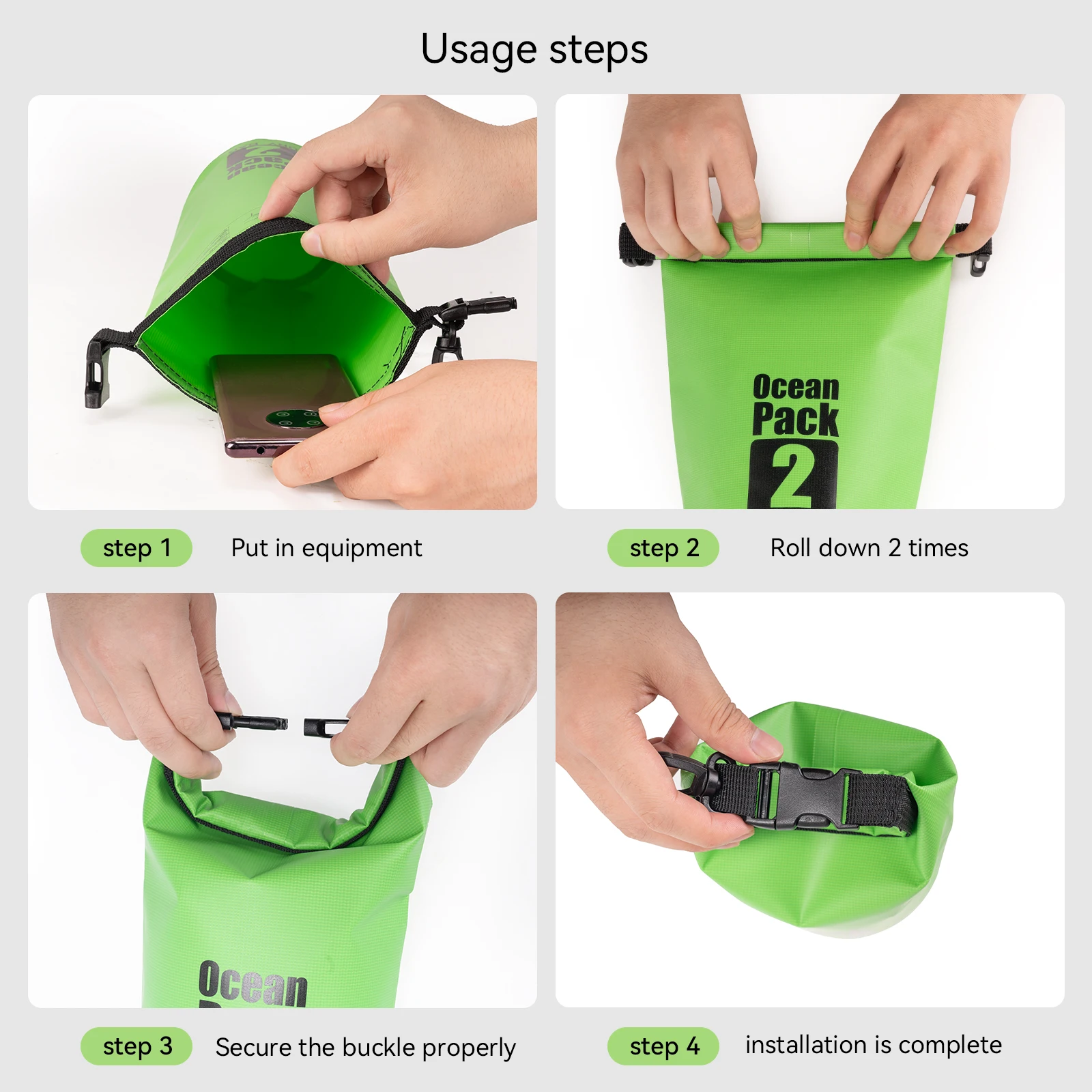 حقيبة Idrybag 2L جافة حقائب مقاومة للماء للنساء والرجال على الشاطئ والتجديف بالقوارب والقصوص والسباحة حقيبة جافة خفيفة الوزن #4