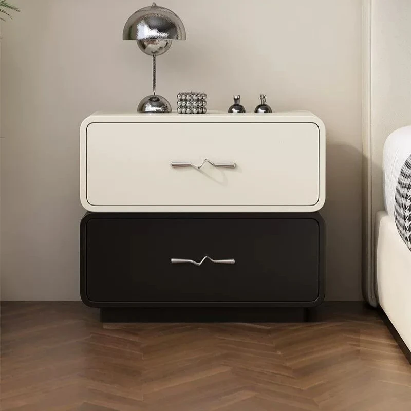 Elegant Black Bedside Table White Minimalistic Luxury Narrow Nightstands Drawers Storage Unique Mesita Noche Bedroom Furniture