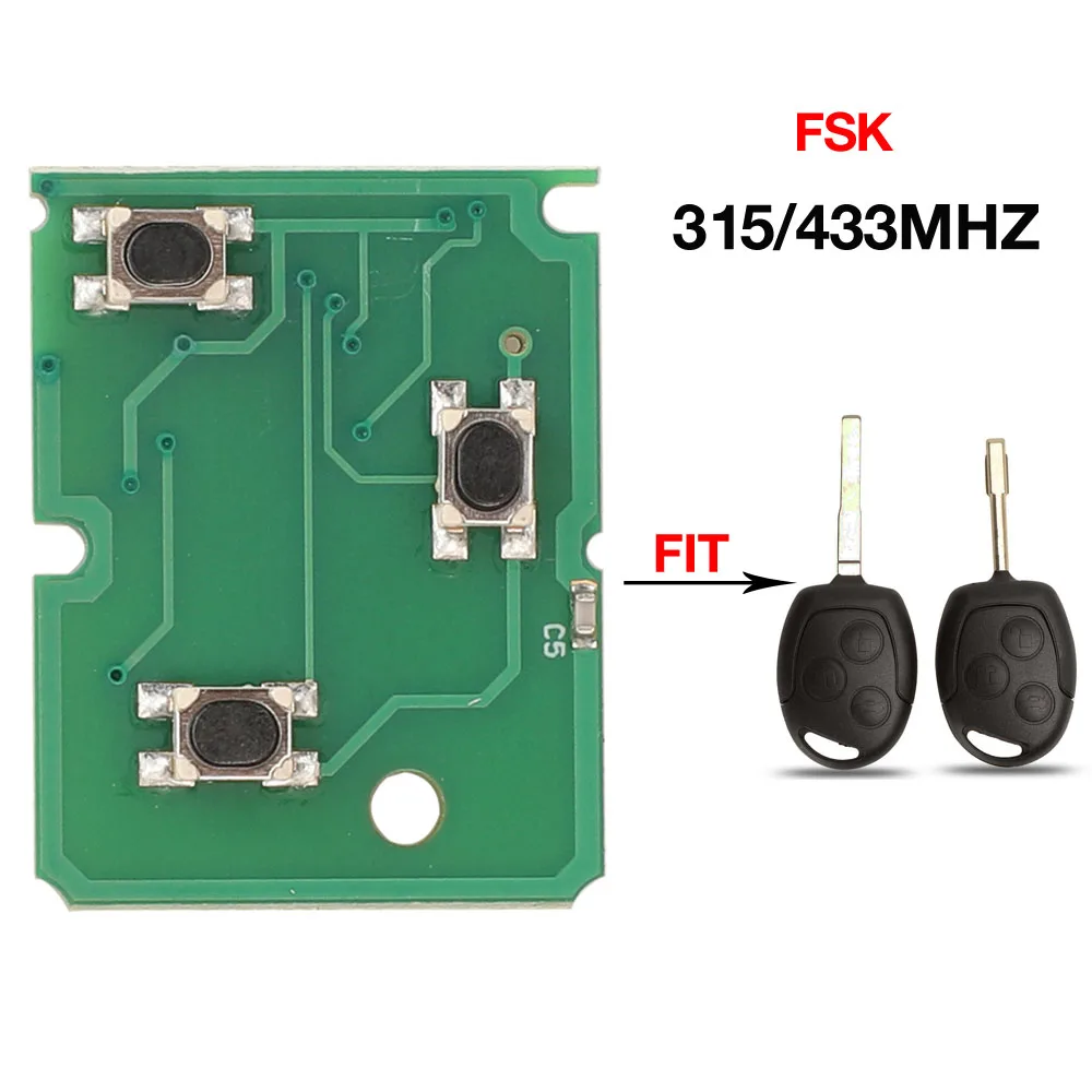 Jingyuqin 3BTN Chiave A Distanza Dell\'automobile Circuito 433 Mhz/315 Mhz Fob Per Ford Focus Fiesta Fusion Mondeo Galaxy C-Max S-Max Sostituzione