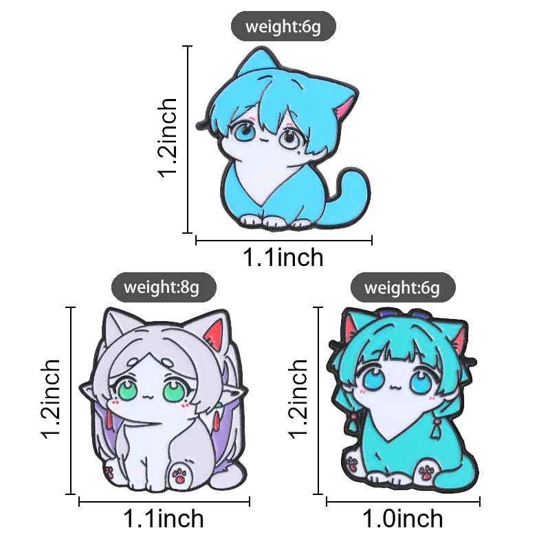 Cute Q Version Anime Character Cat Enamel Pin,Classic Anime Character Image Design Badge,Fashion Accessory, Gift for Anime Fans