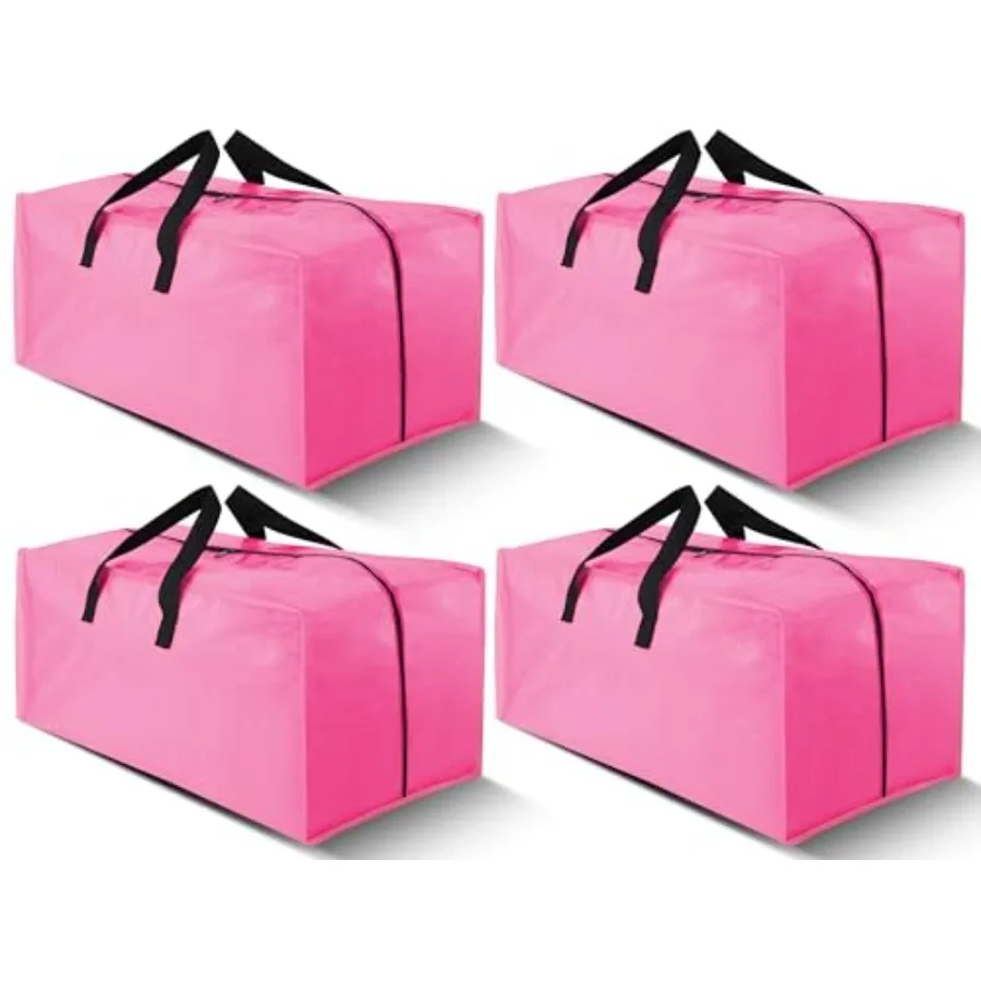 

4 Pack Heavy Duty Extra Large Moving Bags with Backpack Straps - Strong Handles and Zippers Storage Totes For Space Saving Fold