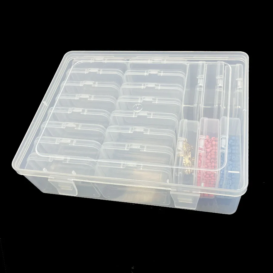 22-cell detachable PP transparent plastic storage box Jewelry tools plastic box DIY beaded nail nail box