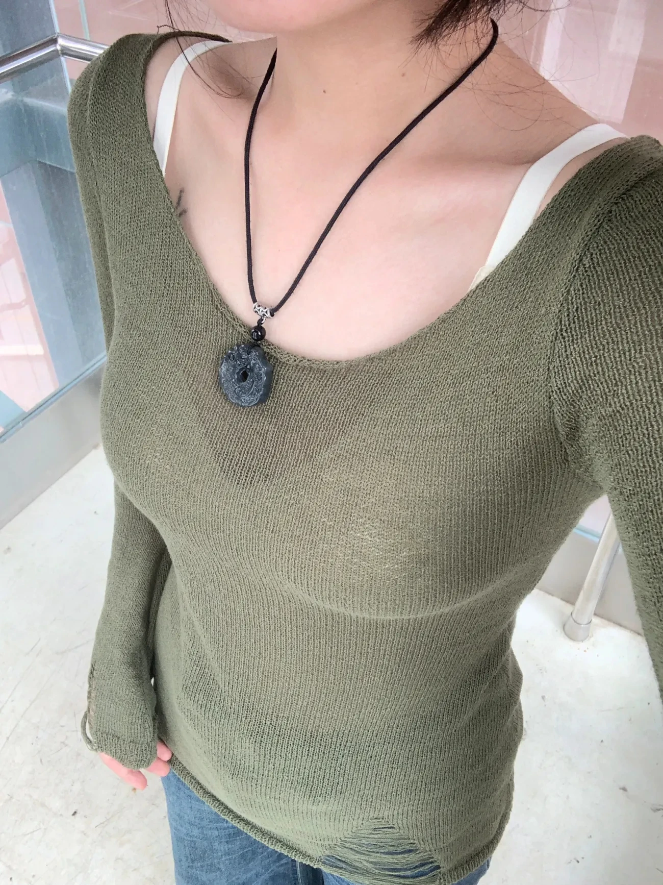 

Green irregular off-the-shoulder sweater women's autumn slim long-sleeved thin sweater sexy hot girl fashion Y2K top