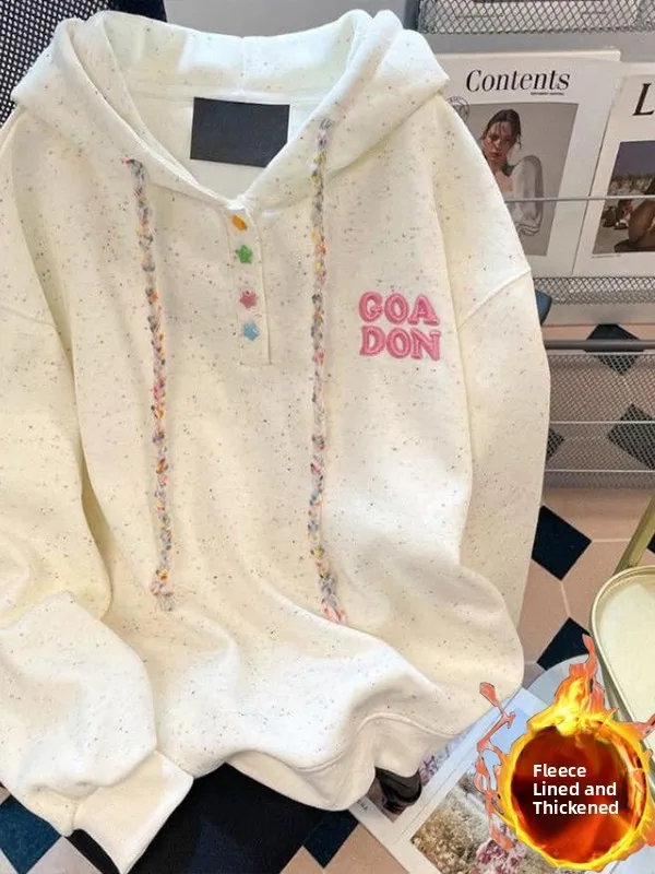 

Женская толстовка в японском ретро-стиле с длинными рукавами, свободного кроя, на пуговицах, повседневная уличная одежда, из полиэстера с хлопковой подкладкой