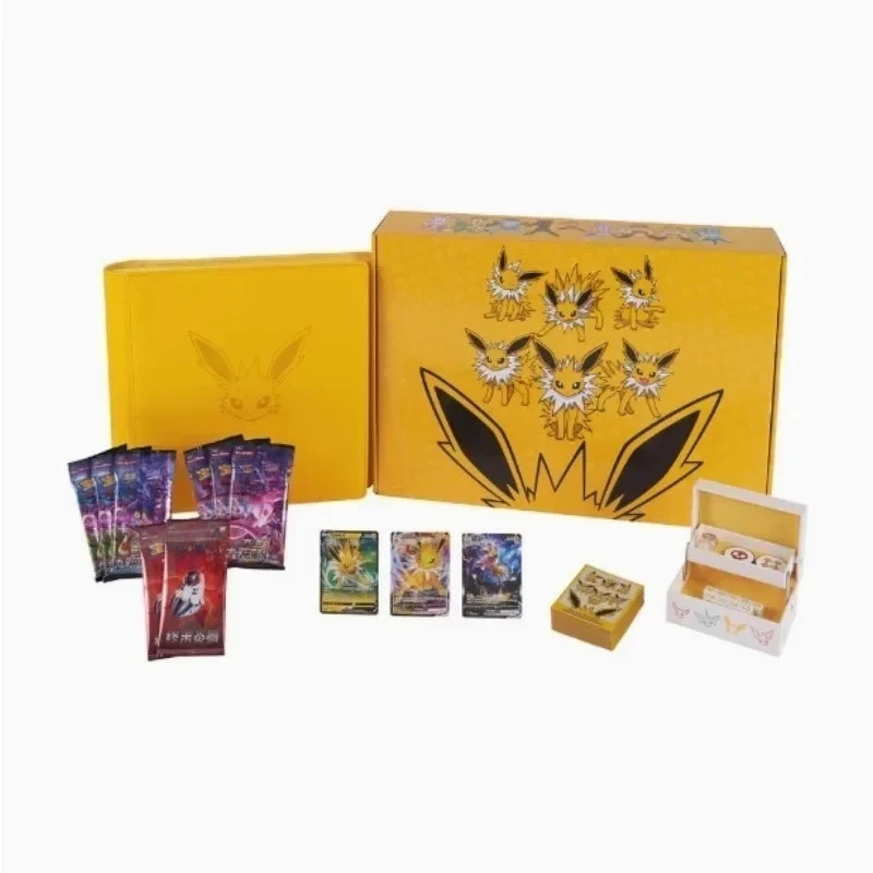 100%Original Game PTCG Card Chinese Ibrahimovic Advanced Gift Box Reib Fire Eevee Water Eevee Custom Collectible Card Gifts