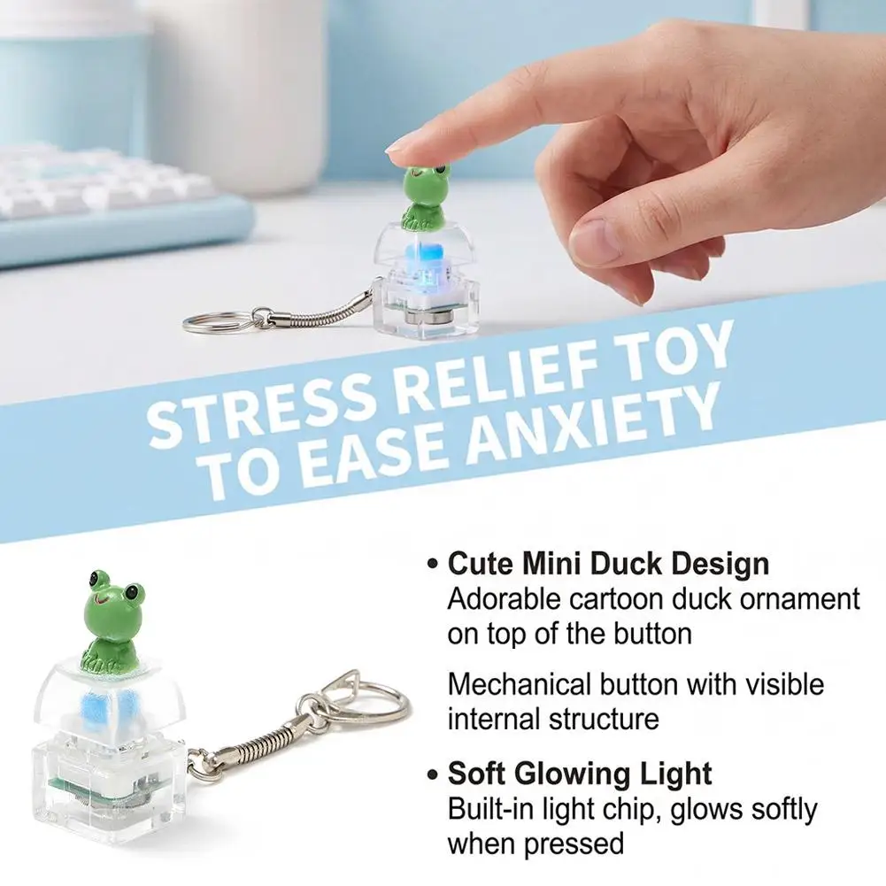 LED Light-Up Keychain Animal Button Decompression Toy Click Stress Relief Antistress Gadget for Adults Kids