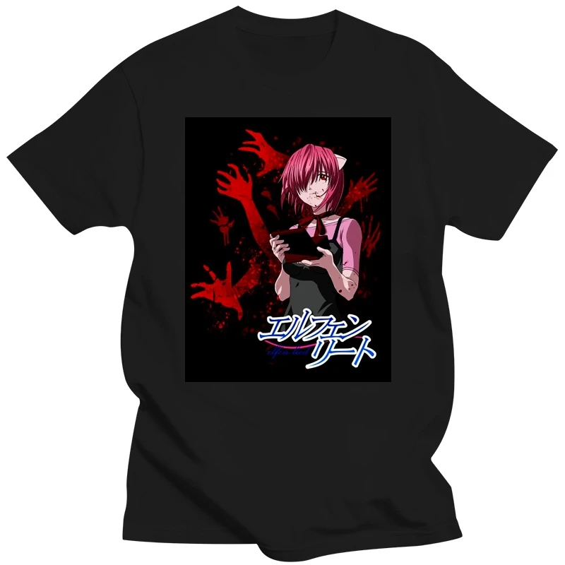 Men's T-Shirt Elfen Lied Mirai Nikki Pure Cotton Tee Short Sleeve Gasai Yuno Anime Manga Future Dairy Comic Yandere T Shirt