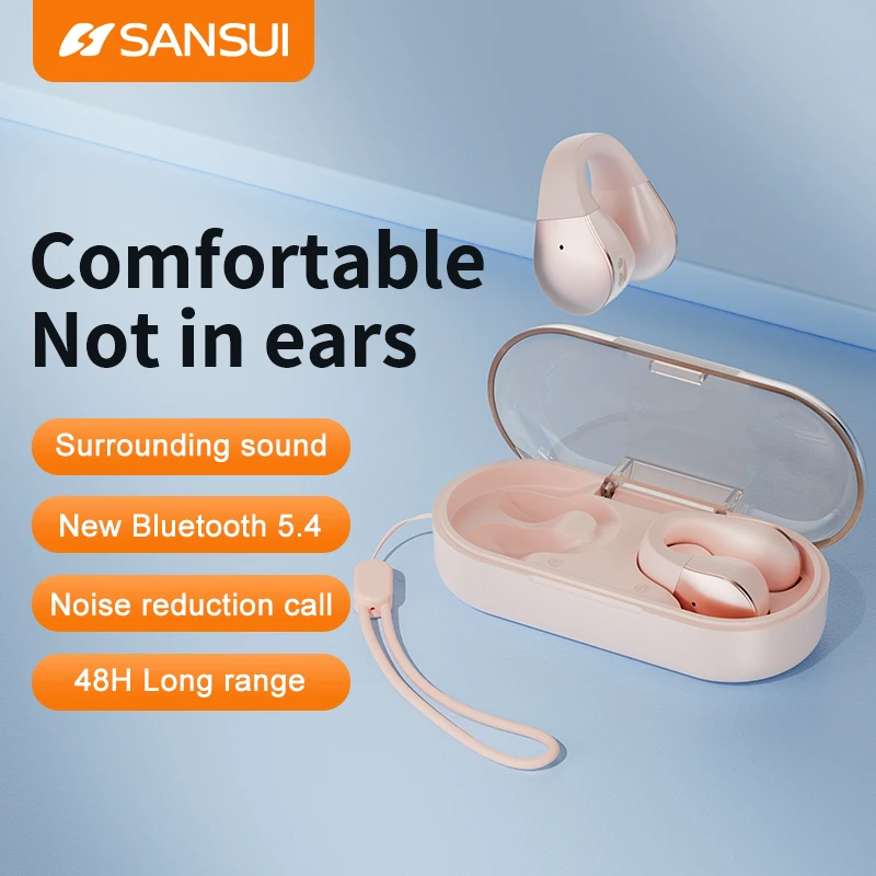 

Sansui W90 OWS Earclip Comfortable bone conduction Driver Meeting Room Gym Fitness running wireless bluetooth earphone headphone