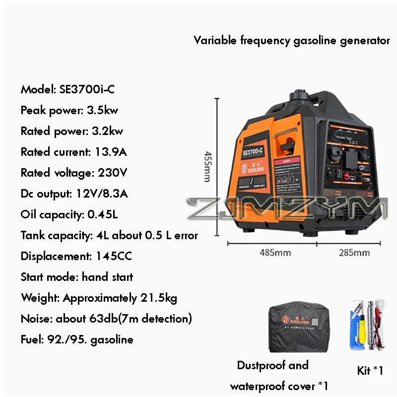 3500WQuiet Frequency Conversion Generator Set Gasoline Household Small 220V Portable Outdoor Camping Charging