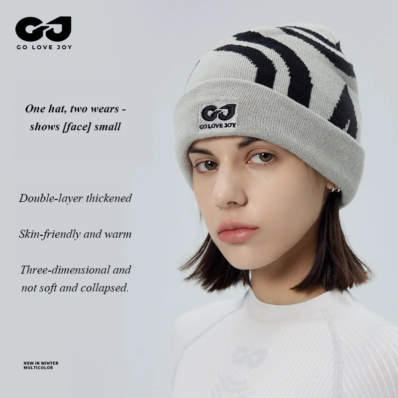 Gorros de punto con forro polar para hombre y mujer, gorros de calavera con medias térmicas suaves para clima frío al aire libre, invierno