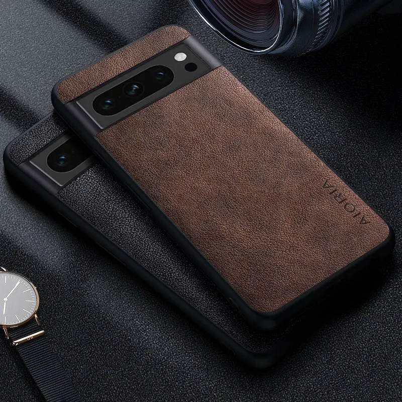 Premium Luxury leather Phone Case for Google Pixel 8 7 6 Pro 8A 7A 6A 5 5A 4A 4 XL 5G Retro Business Style Solid color cover