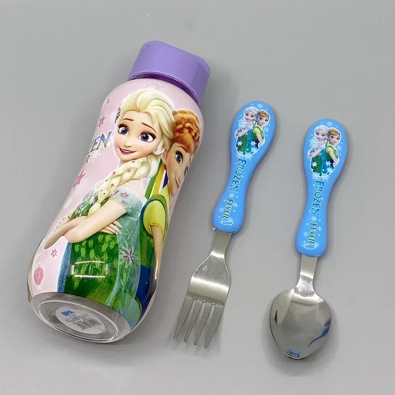 Set di stoviglie Disney Cartoon Frozen 2 Spiderman Cars Fork Spoon Water Water Cup 3 pezzi Suit Boutique per bambini con confezione regalo