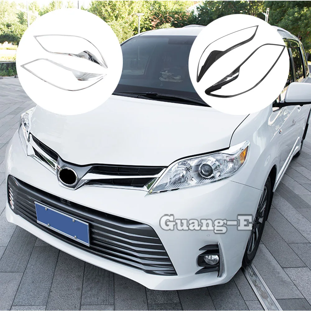 

Крышка Стайлинг Брови ABS Хромированная передняя фара Лампа Накладка Рамка Аксессуары Запчасти для Toyota Sienna 2015 2016 2017 2018 2019 2020