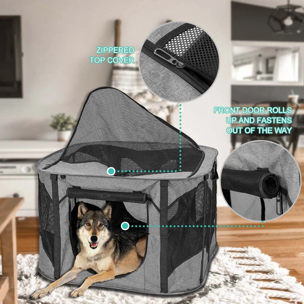 Portable Pet Playpen Foldable Dog Play Pen Exercise Kennel Tent for Puppy Dog Cat Rabbit Indoor Outdoor Travel with Carry Bag