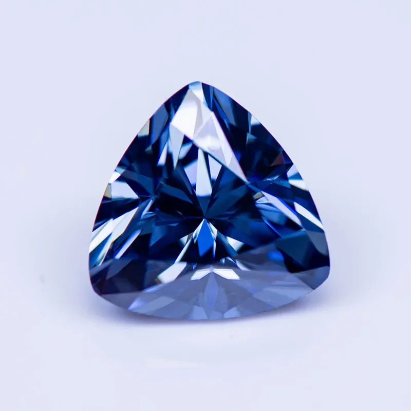 

Moissanite Stone Primary Color Royal Blue Trillyon Cut Lab Created Gemstone for DIY Charms Jewelry Making with GRA Certificate