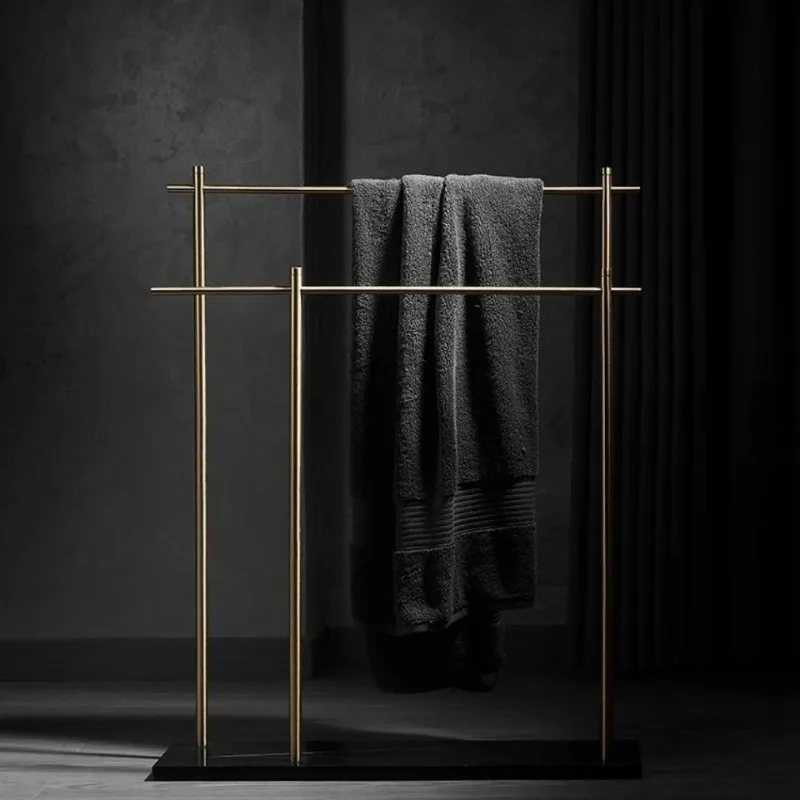 Marbre en laiton sans perforation, porte-serviettes, porte-serviettes du sol au plafond, salle de bain, support de séchage, porte-serviettes