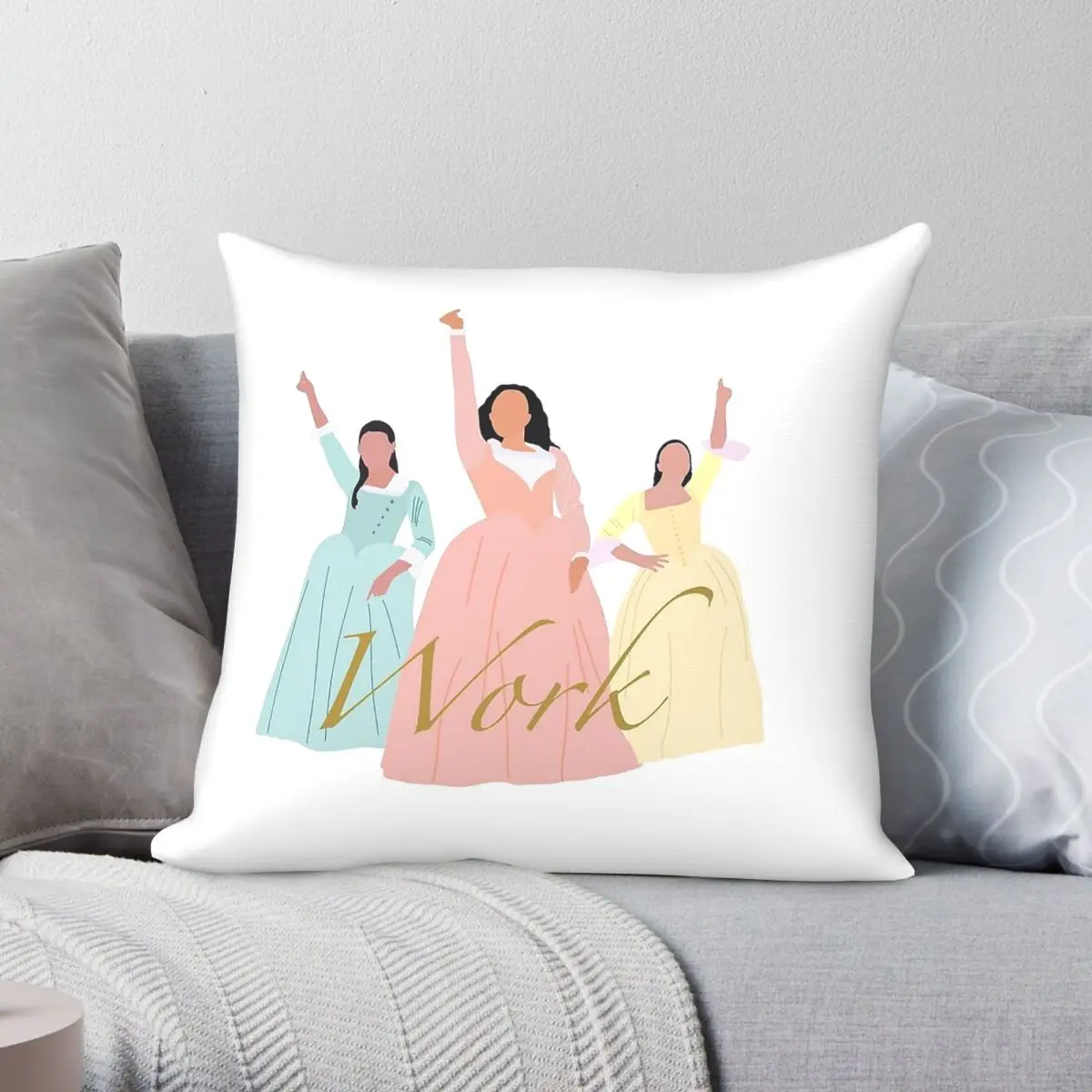 Schuyler Sisters Work Square Pillowcase Polyester Linen Velvet Creative Zip Decorative Home Cushion Cover